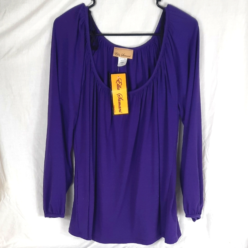 Ella Samani  Womens Stretch Blouse 1X Purple NEW With Tag